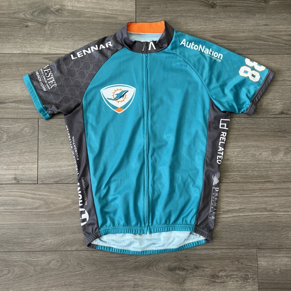 Primal Cycling Jersey Mens M Full Zip Miami Dolphins Cancer Challenge Green